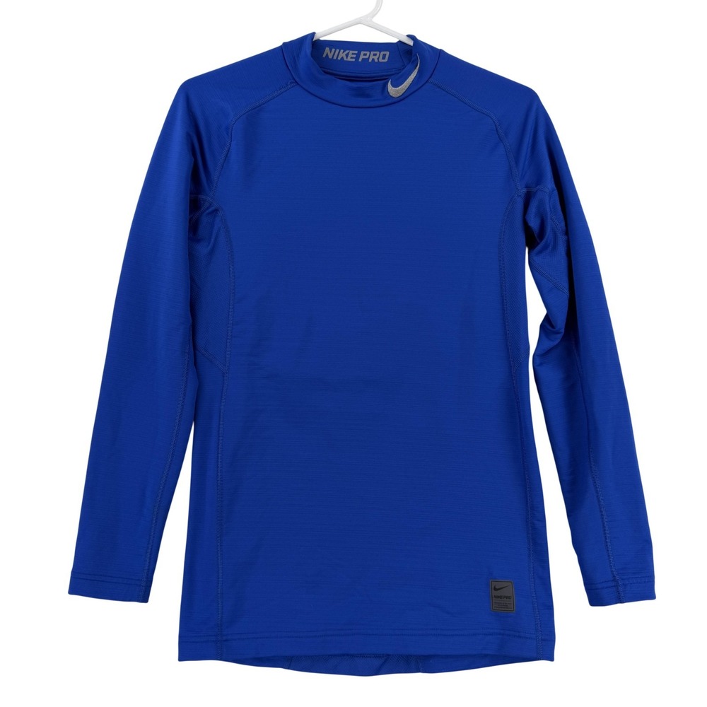 Nike Pro Dri-FIT Shirt Mens Medium Blue Mock Neck Long Sleeve Top 704893-480